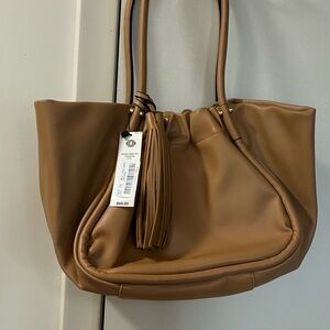 Kate Landry Tan Tote with Tassel Accent